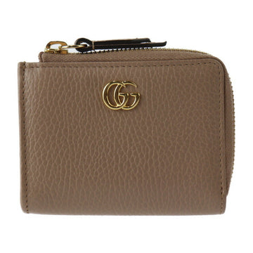 GUCCI GG Marmont Coin Case 644406 Leather Beige Gold Metal Fittings Purse L-shaped Zipper Japan Limited