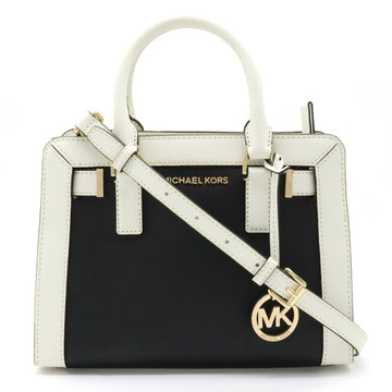 MICHAEL KORS Dillon Satchel Handbag Shoulder Bag Leather Bicolor Black White 35T7GAIS1T
