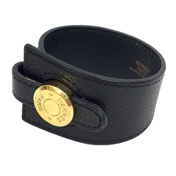 HERMES dalvi bracelet bangle serie leather black x