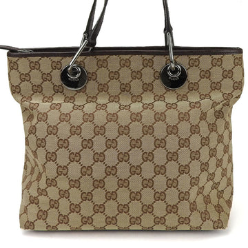 GUCCI tote bag 139552 GG canvas leather beige dark brown ladies  Leather