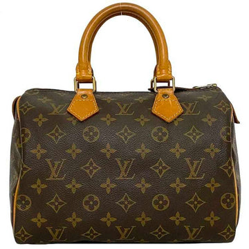 LOUIS VUITTON Boston Bag Speedy 25 Brown Beige Monogram M41528 Handbag Canvas Tanned Leather VI6913