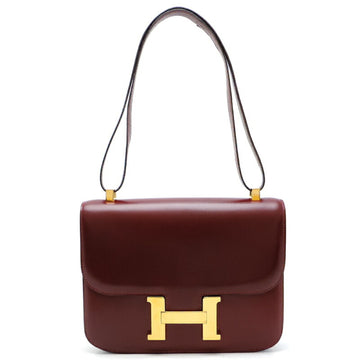 HERMES Constance 23 〇K Engraved Made in 1981 Women's Shoulder Bag Boxcalf Rouge [Red]