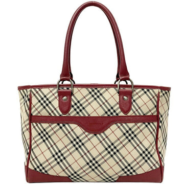 BURBERRY Tote Bag Beige Red Nova Check Canvas Leather  Pattern Women's