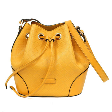 GUCCI Diamante Baguette Shoulder Bag Leather Yellow Women's