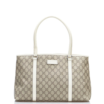 Gucci GG Supreme Handbag Tote Bag 114595 Beige White PVC Leather Ladies GUCCI