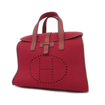 Hermes Hoodu  I Stamp Women's Felt,Taurillon Clemence Leather Handbag,Tote Bag Rouge H