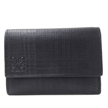 LOEWE Wallet Women's Men's Trifold Leather Anagram Black Cool