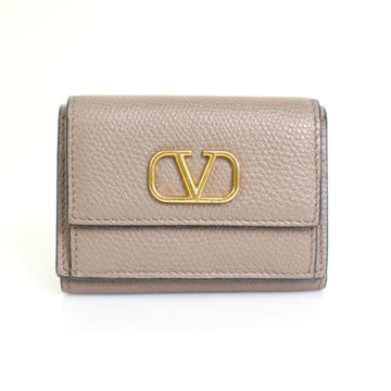 VALENTINO GARAVANI Garavani Trifold Wallet V Logo Leather Greige Unisex h29523f
