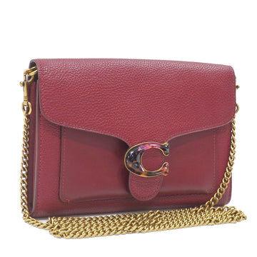 COACH Chain Shoulder Bag Women's Red Leather H1981