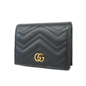 Gucci Bifold Wallet GG Marmont 466492 Leather Black