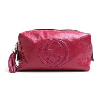 GUCCI Cosmetic Bag Soho Patent Leather Pink Unisex 308636