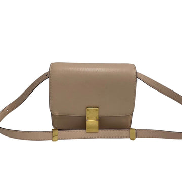 CELINE Classic Box Small Leather 2way Handbag Shoulder Bag Pink Beige 52656