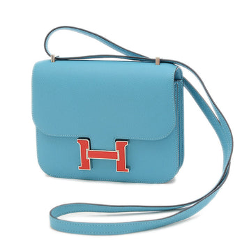 Hermes Constance Mini Epson Blue Knoll Lacquer Hardware Shoulder Bag