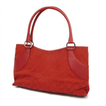 GUCCIAuth  GG Canvas 113015 Women's Leather Handbag Red Color