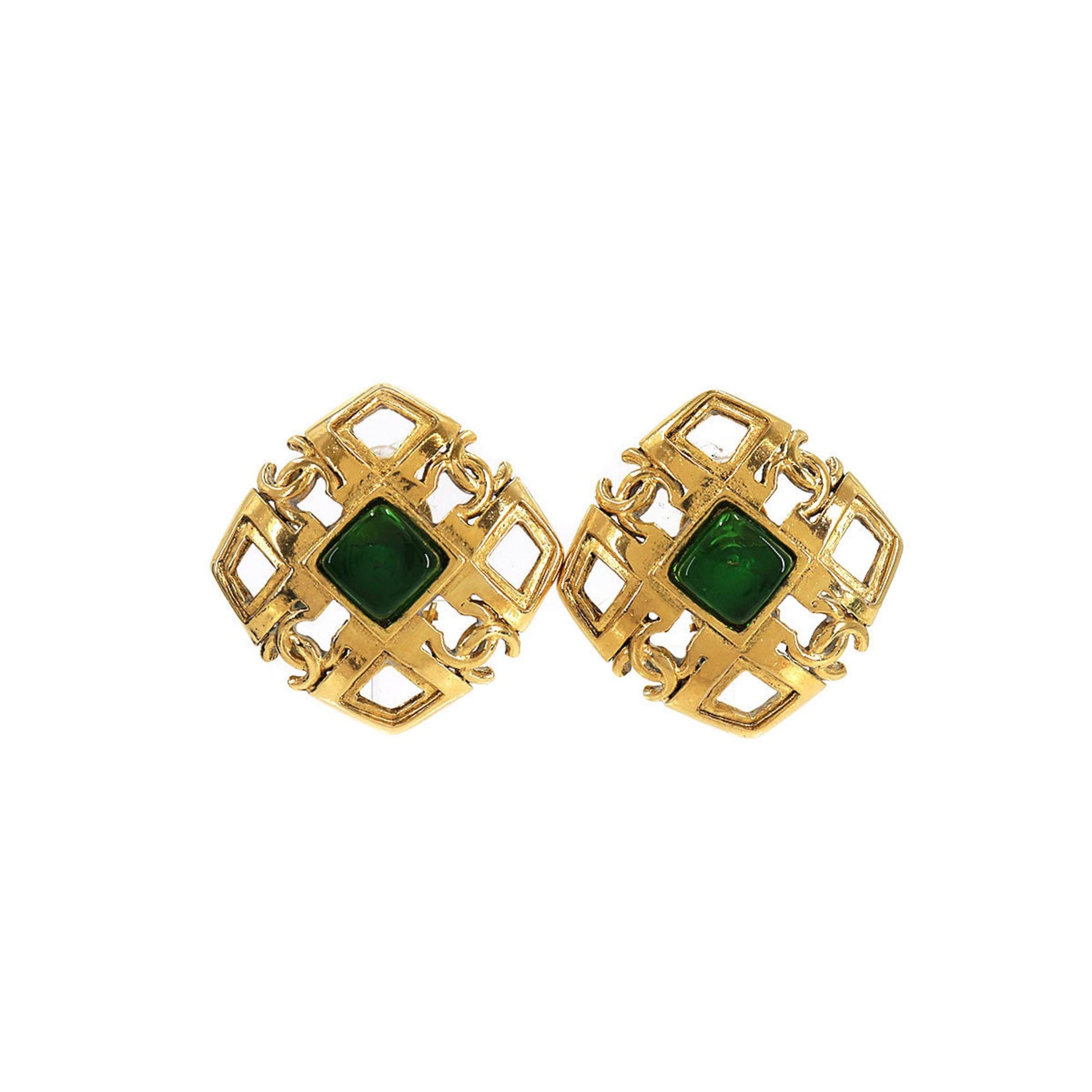 Buy Chanel CHANEL Color Stone Coco Mark Earrings Green Gold 23 Vintage  Accessories Vintage Earrings [Used] from Japan - Buy authentic Plus  exclusive items from Japan
