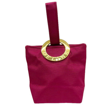 Celine Circle Logo Gold Hardware Nylon Mini Handbag Pouch Pink Vintage