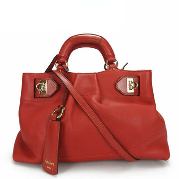 SALVATORE FERRAGAMO Handbag DY-21 D313 Leather Red RED Shoulder Bag Gold Hardware 2WAY