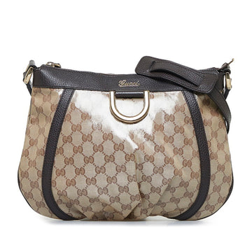 GUCCI GG Crystal Abbey Shoulder Bag 265691 Beige Brown PVC Leather Ladies