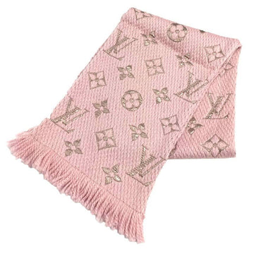 LOUIS VUITTON Echarpe Mania Shine M70466 Rose Ballerine Pink Monogram Muffler Wool x Silk Vuitton aq9435