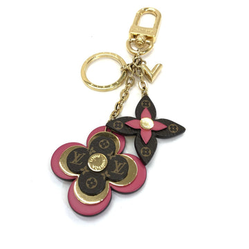 LOUIS VUITTON Accessories M63084 Porto Cle Blooming Flower Monogram Brown Wine Red Gold Metal Fittings V Logo Key Ring Iconic Italy Bag Charm Holder Leather Women's ITUF8KRXVD30 RLV2271M
