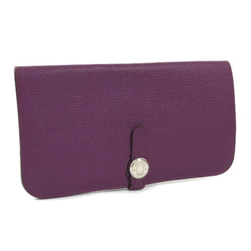 HERMES Long Wallet Dogon Long?R Engraved Made in 2014 Togo Purple Women's