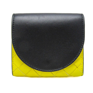 BOTTEGA VENETA Intrecciato 577841 Men,Women Leather Wallet [bi-fold] Black,Yellow
