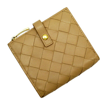Bottega Veneta Bi-Fold Wallet Intrecciato Beige Gold Leather