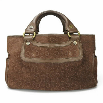 CELINE Boogie Bag Macadam Pattern Handbag Leather Suede Dark Brown Side Pocket Gold Hardware Ladies Casual Daily Use Hand