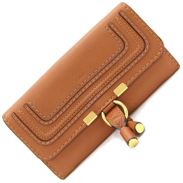 CHLOE  Bifold Long Wallet Mercy 3P0573 Brown Leather Stitch Women's