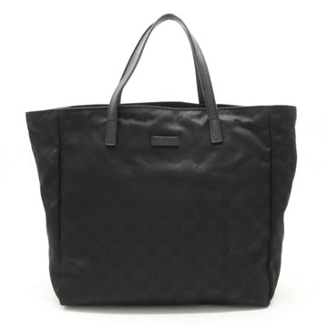 GUCCI GG Nylon Tote Bag Handbag Leather Black 282439