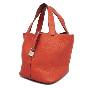HERMESAuth  Picotin Lock MM R Engraved Women's TaurillonClemence Leather Handbag