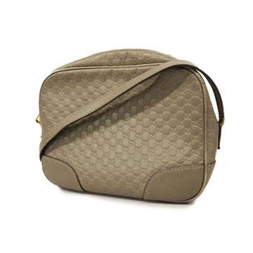 GUCCIAuth  Microssima Shoulder Bag 449413 Women's Leather Gray