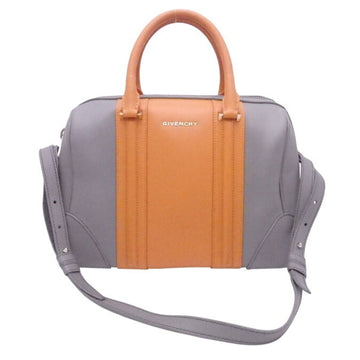 Givenchy 2Way Bag Lucrezia Gray x Orange Leather Gold Hardware Handbag Shoulder Women's