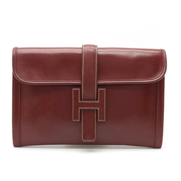 HERMES Gigi PM Second Bag Clutch Leather Bordeaux ○H Stamp
