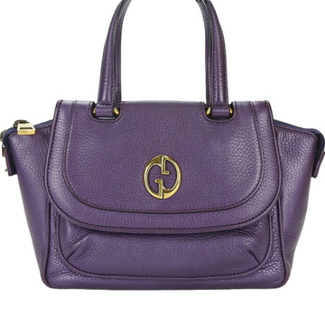 GUCCI Handbag  282481 GG Purple Leather Women's Mini Hand Bag Gold