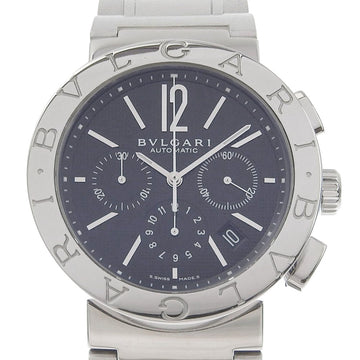 BVLGARI Watch BB42SSCH Stainless Steel Swiss Made Silver Automatic Chronograph Black Dial Bulgari Men's
