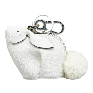 LOEWE Rabbit Keychain Charm White Leather Ladies