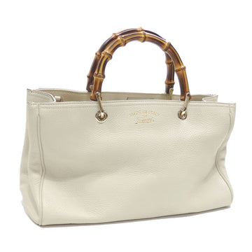 Gucci handbag bamboo ladies ivory leather 323660 shoulder bag