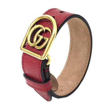 Gucci GG Marmont Leather Bracelet Red Gold Men's Women's