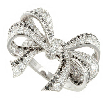 Chanel ribbon ring K18WG diamond black #51 10.5 J352751