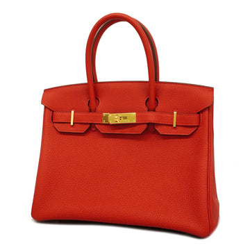 Hermes Birkin30 Y Stamp Women's Togo Leather Handbag Rouge Casaque