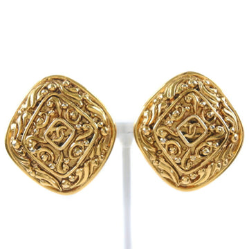 CHANEL here mark rhombus vintage gold-plated ladies earrings