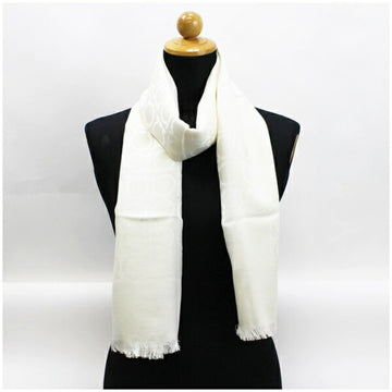 SALVATORE FERRAGAMO silk x wool stole white Gancini pattern AB rank  ladies
