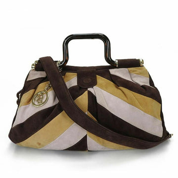 BALLY 2WAY handbag shoulder suede leather gold hardware tortoiseshell style everyday use hand bag