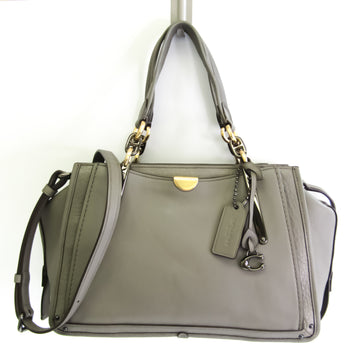 COACH Womens Leather Handbag Shoulder Bag Gray