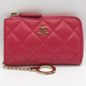 CHANEL Wallet Matelasse L-shaped coin case pink leather
