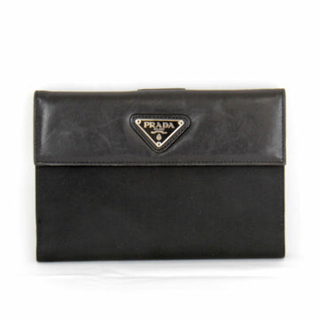 PRADA M507 Bifold Wallet Nylon/Leather Black Ladies