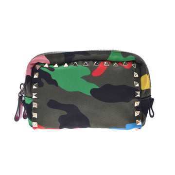Valentino camouflage studs multicolor ladies canvas pouch