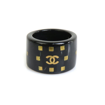 CHANEL Ring Coco Mark Resin Black/Gold Women's No. 12