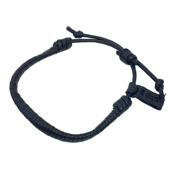 BOTTEGA VENETA Leather Bracelet 608888 Navy Free Size Men's Women's
